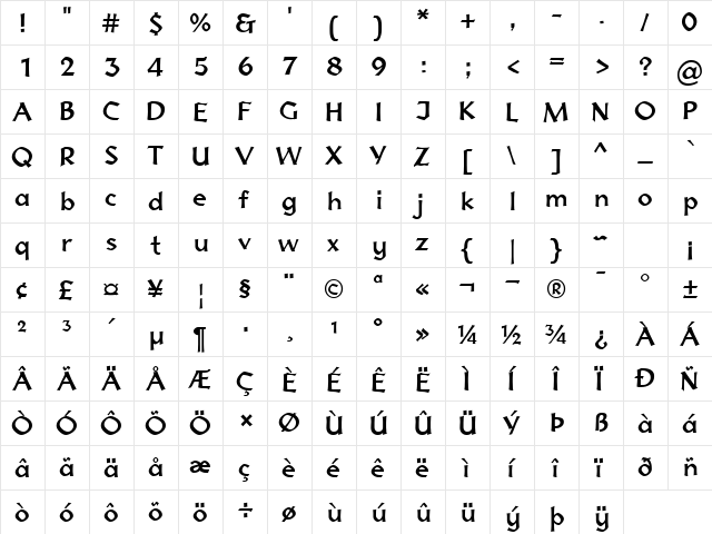 Normadica 43 DB Normal  glyph index