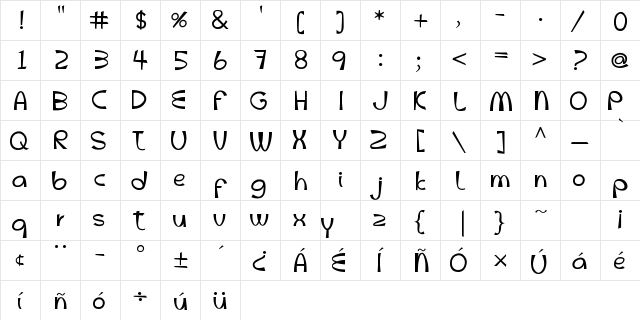 Jimmy Regular  glyph index