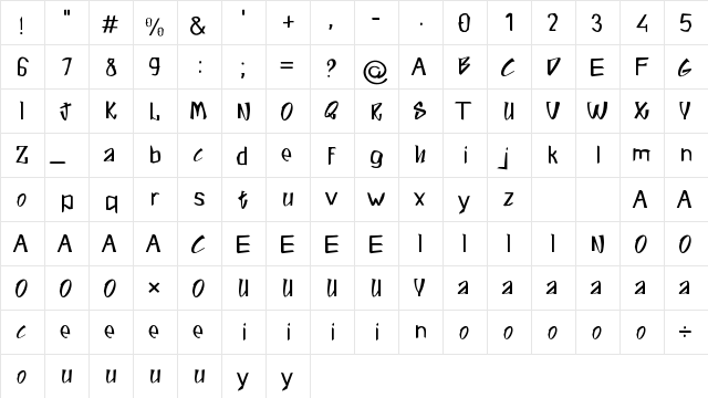 Black Mother Regular  glyph index