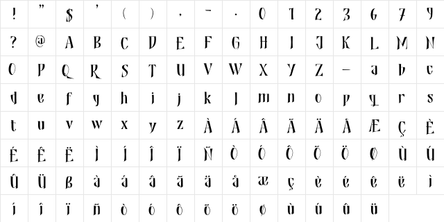 Shadowfield DEMO Regular  glyph index