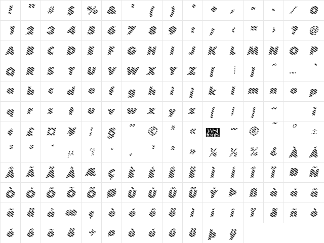 BarberPole Italic  glyph index