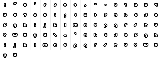 Baubau Regular  glyph index