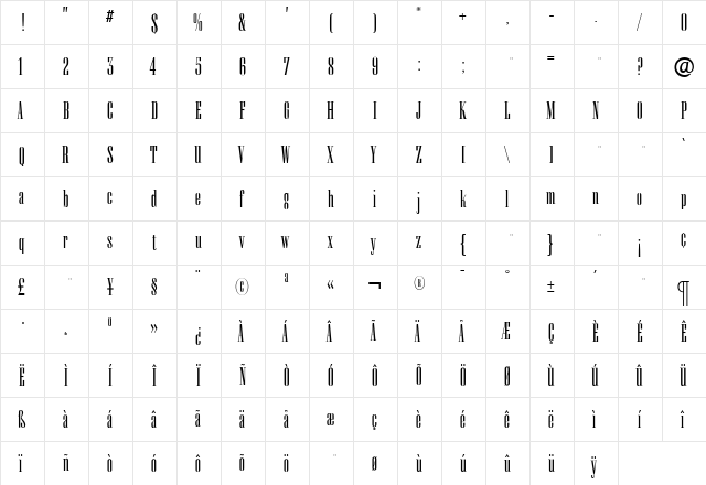 KeyboardBold Bold  glyph index