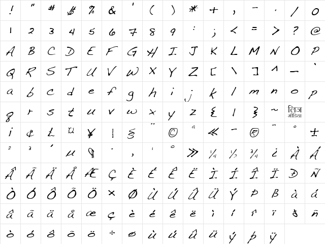 LEHN107 Regular  glyph index