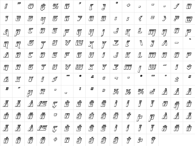 Deceptibots Chromium Italic Italic  glyph index