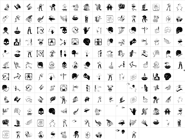 PeoplesParts Regular  glyph index