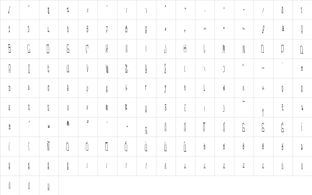 Dream Builder Regular  glyph index