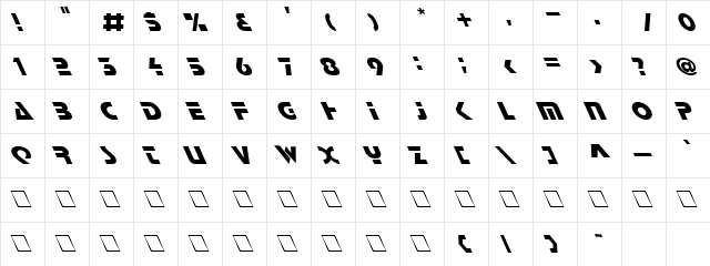 Airliner 3 Regular  glyph index