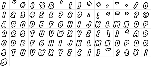 Komika Title - Brush Regular  glyph index