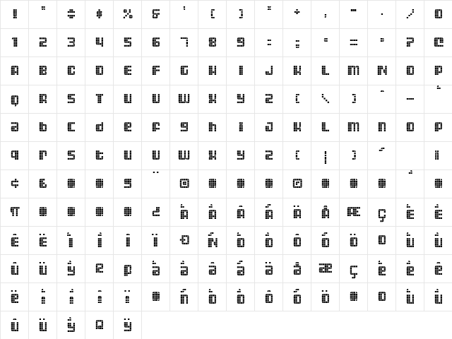 Astronaut III Regular  glyph index
