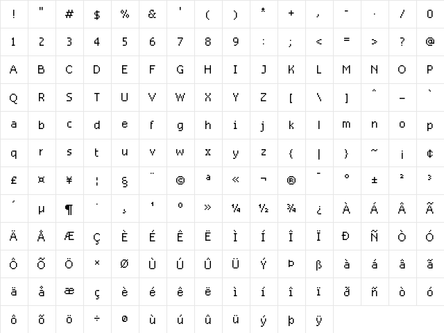 AprilSans Regular  glyph index