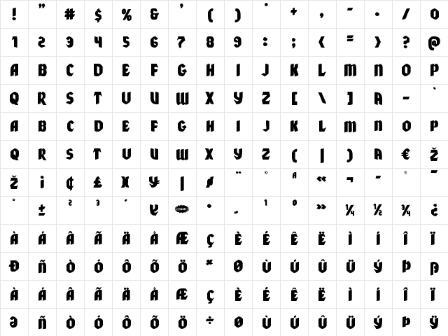 Xmas Xpress Regular  glyph index