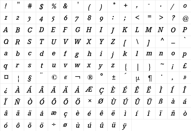 Corporate E Expert BQ Regular  glyph index
