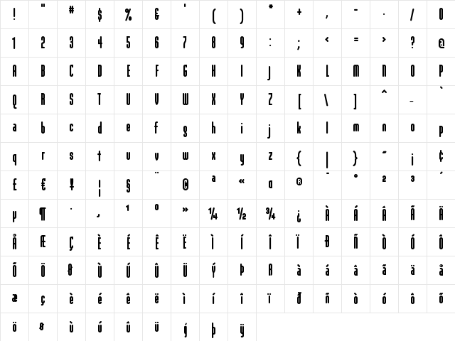ModulaRoundSansBlack Regular  glyph index