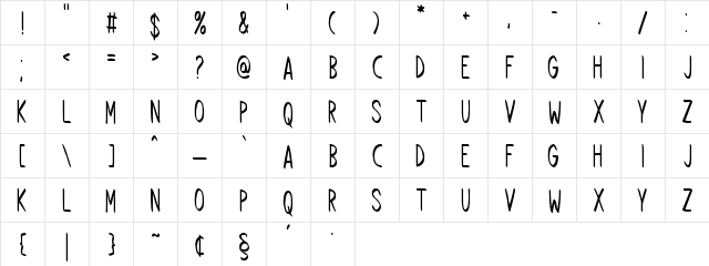 Follow Through Regular  glyph index