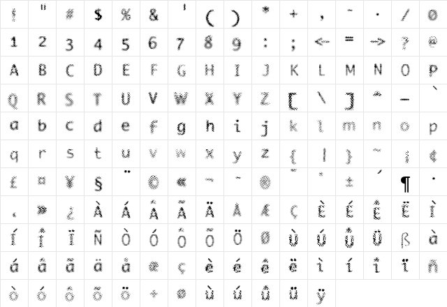 F2FMonakoStoned LT Std Regular  glyph index