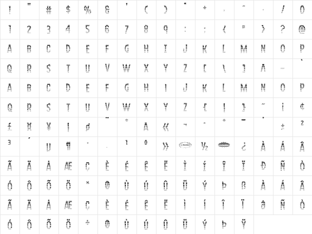Ampire Gradient Regular  glyph index