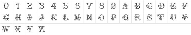 Cross Stitch Delicate Regular  glyph index