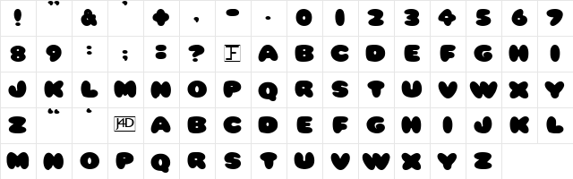 Pleasantly Plump Normal  glyph index