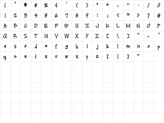 LD Dotty Regular  glyph index