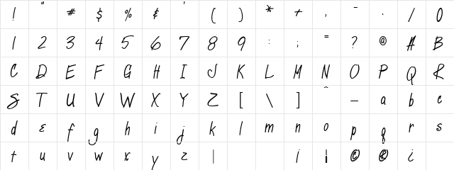 Marcie Bold  glyph index