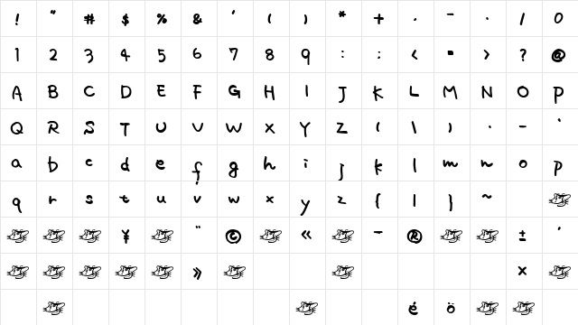 mscript Bold  glyph index