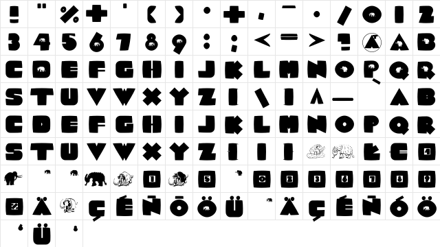 MammothishCaps Regular  glyph index