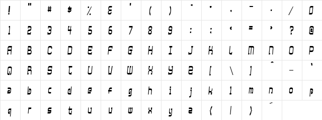 Dimensions Regular  glyph index