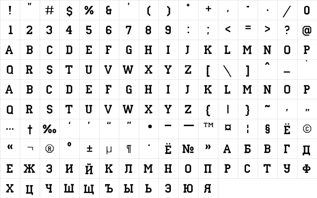 a_CampusRg Normal  glyph index