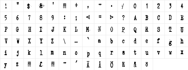 Zombie Queen 2 Regular  glyph index