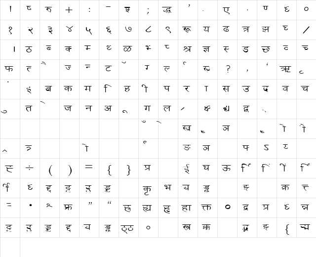 DevLys 030 Wide Normal  glyph index