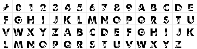 LMS Mighty Mustang Regular  glyph index