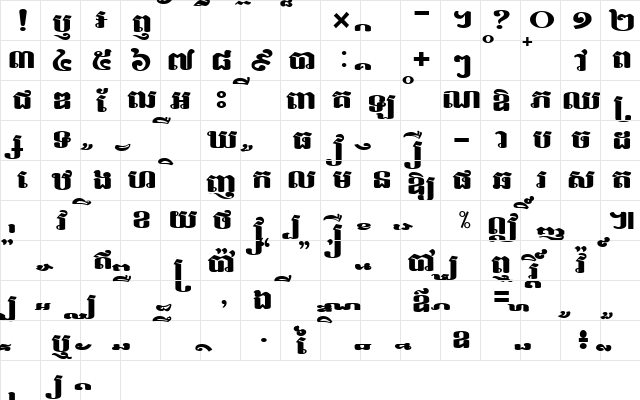 Bakprea New Normal  glyph index