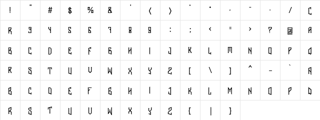 Banten Unfamous 2 Upcase Alt Regular  glyph index