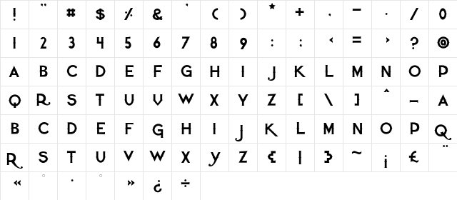 Quiet the Thief Quiet  glyph index