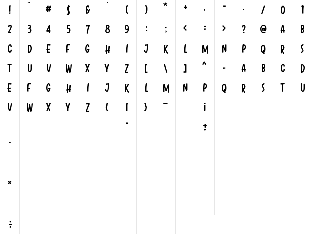 Cooper Jackson Regular  glyph index
