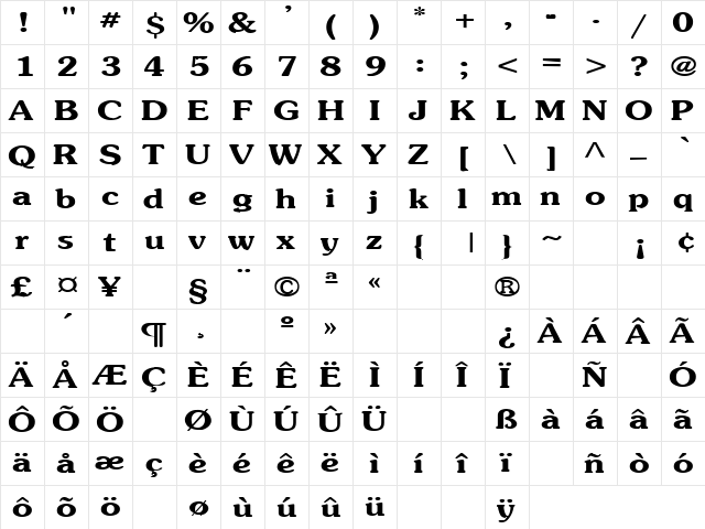 Corruption 1 Regular  glyph index