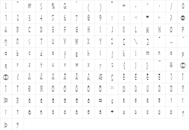 FZ BASIC 16 HOLLOW Normal  glyph index