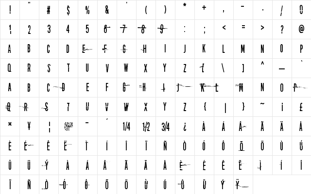 Disturbo Regular  glyph index