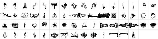 MonsterMasher Regular  glyph index