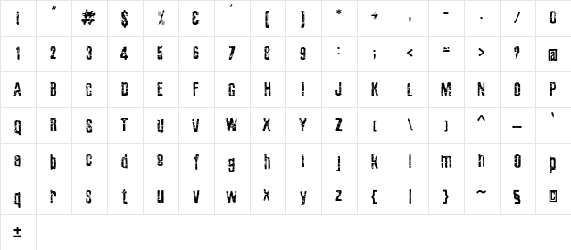 Zubajda Grng Regular  glyph index