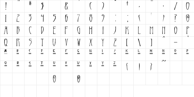 Greywolf Nouveau Regular  glyph index