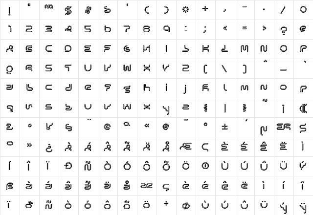 Lexigraph A  glyph index