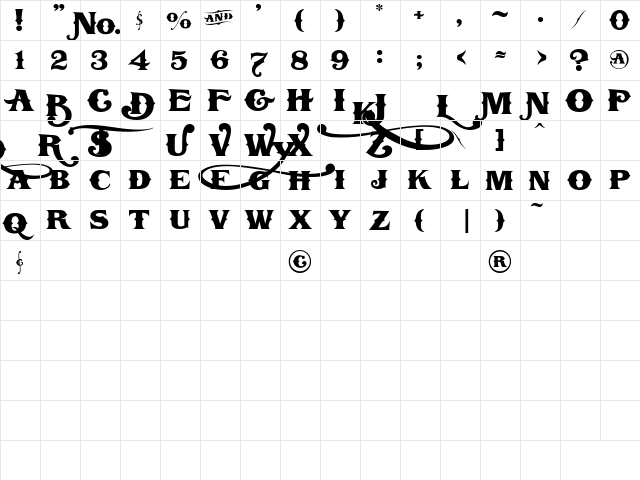LHFBostonTruckstyle Regular  glyph index