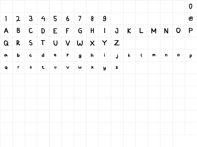 Jackblack Regular  glyph index