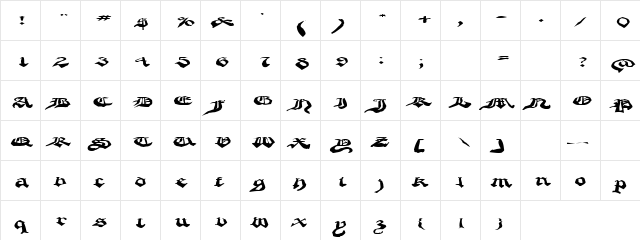 Mad Soul Regular  glyph index
