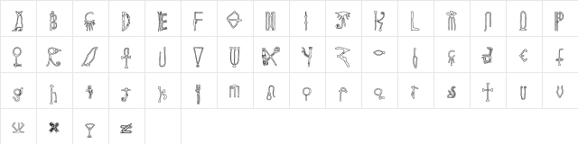 Egyptian Outline Regular  glyph index