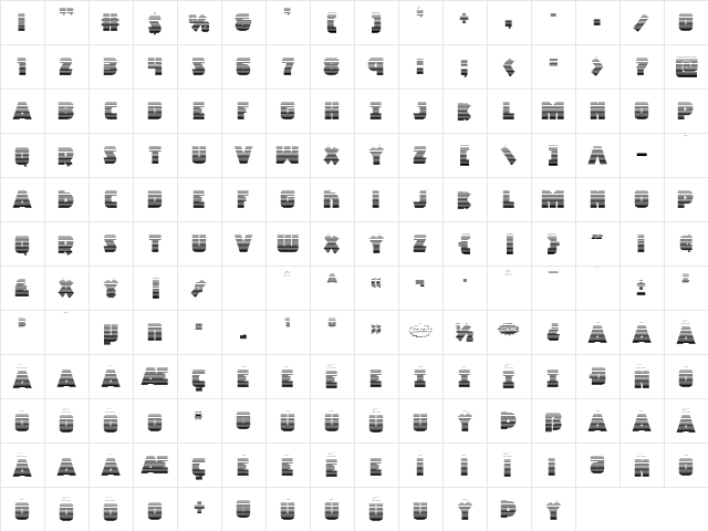 Racket Squad Gradient Regular  glyph index