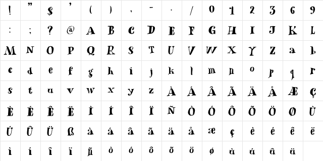 Heartsome DEMO Regular  glyph index