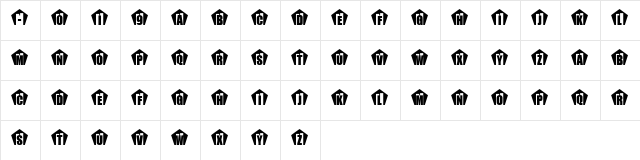 KR In Memory Regular  glyph index
